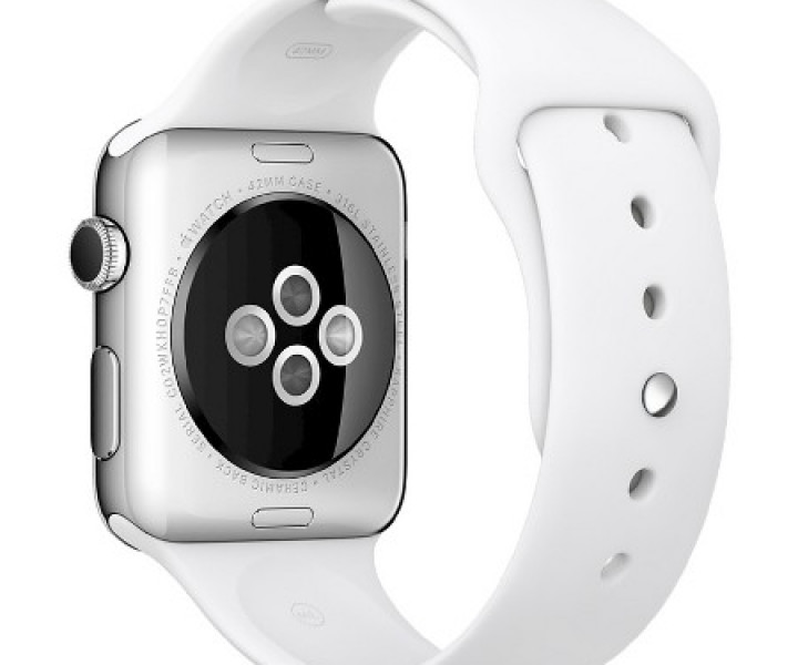 Apple Watch series 2 42mm Stainless Steel Case with White Sport Band (MNPR2) 5/5  б/у + новый ремешок Milanese Loop в ПОДАРОК