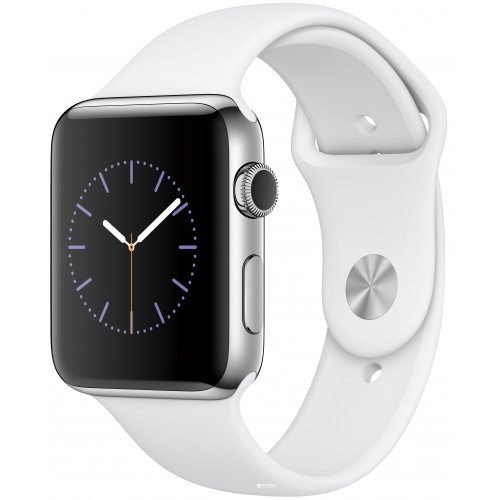 Apple Watch series 2 42mm Stainless Steel Case with White Sport Band (MNPR2) 5/5  б/у + новый ремешок Milanese Loop в ПОДАРОК