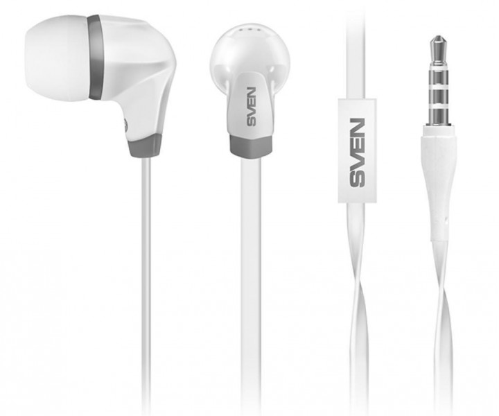 Наушники Sven SEB-260M White, Mini jack (3.5 мм), вакуумные, микрофон на проводе, кабель 1.2 м
