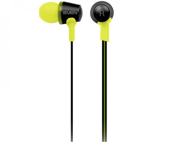 Наушники Sven SEB-190M Black/Green, Mini jack (3.5 мм) 4pin, вакуумные, микрофон на проводе, кабель 
