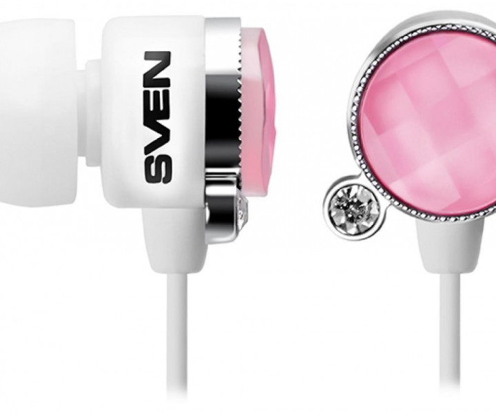 Наушники Sven SEB-160 (GD-1600) White/Pink, Mini jack (3.5 мм), вакуумные, кабель 1.2 м