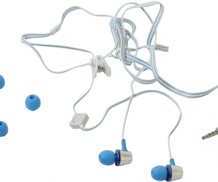 Наушники Sven SEB-190M Silver/Blue, Mini jack (3.5 мм) 4pin, вакуумные, микрофон на проводе, кабель 