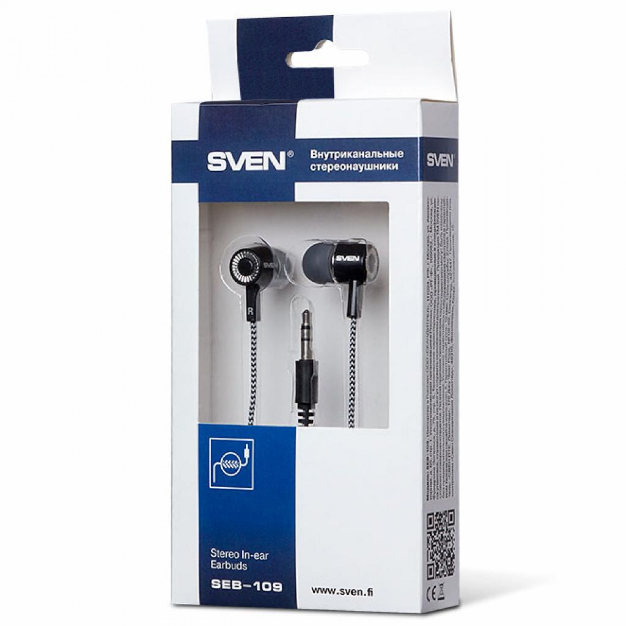 Наушники Sven SEB-109 Black/Silver, Mini jack (3.5 мм), вакуумные, кабель 1.2 м