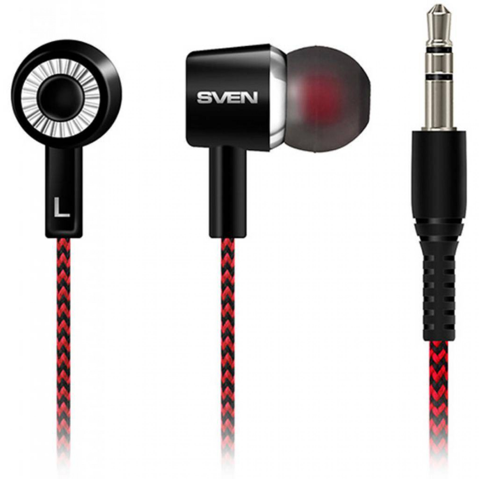 Наушники Sven SEB-108 Black/Red, Mini jack (3.5 мм), вакуумные, кабель 1.2 м