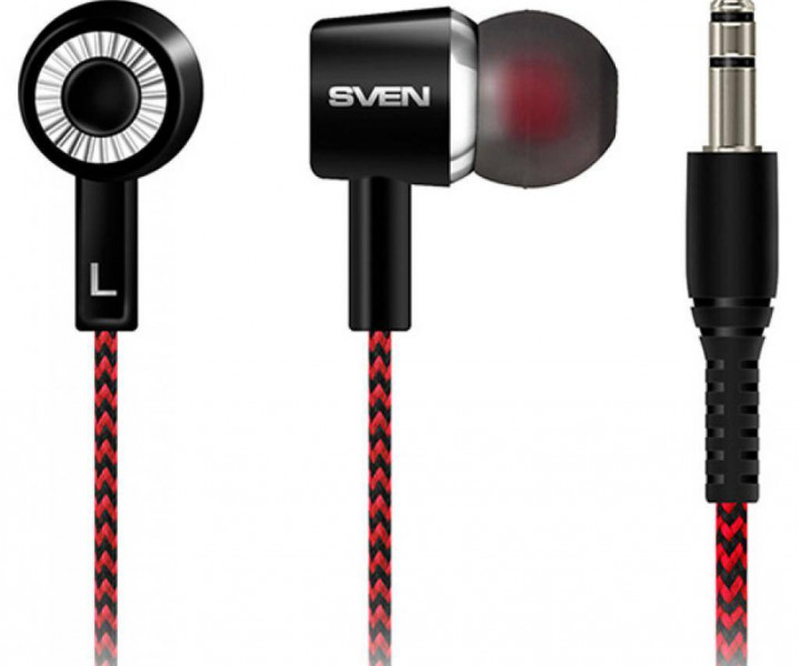 Наушники Sven SEB-108 Black/Red, Mini jack (3.5 мм), вакуумные, кабель 1.2 м