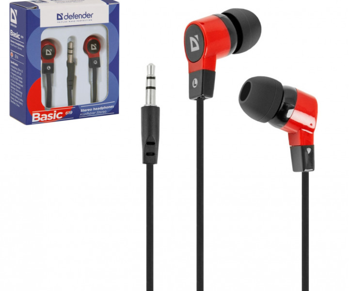 Наушники Defender Basic-619 Black/Red
