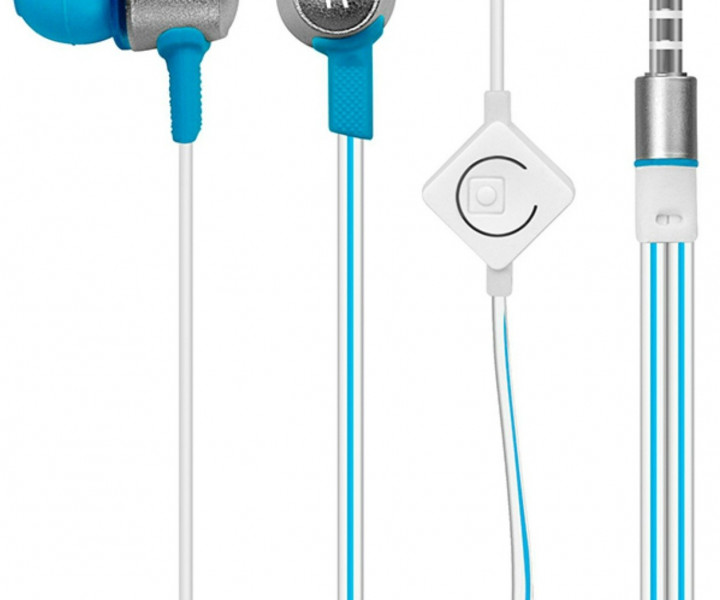 Наушники Sven SEB-190M Silver/Blue, Mini jack (3.5 мм) 4pin, вакуумные, микрофон на проводе, кабель 
