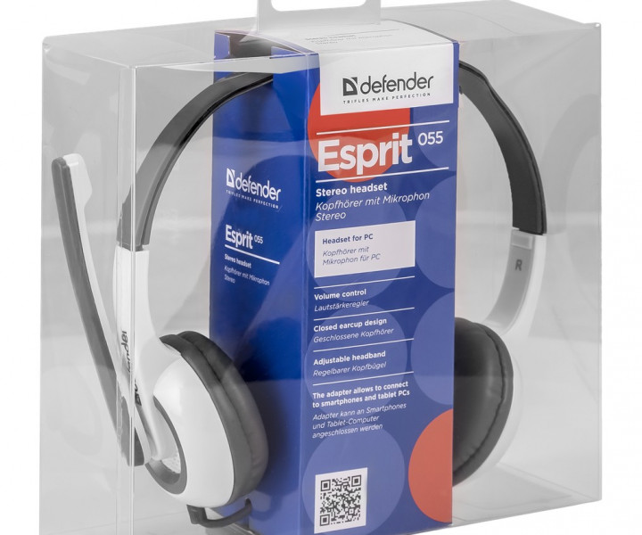 Наушники Defender Esprit 055 Grey / 2м кабель