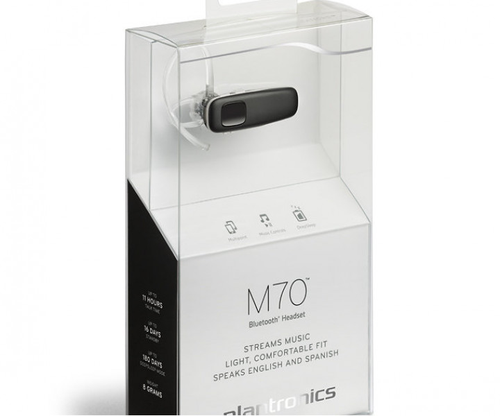 Гарнитура Bluetooth Plantronics M70 Black, Bluetooth v3.0, A2DP, шумоподавление, 8 г