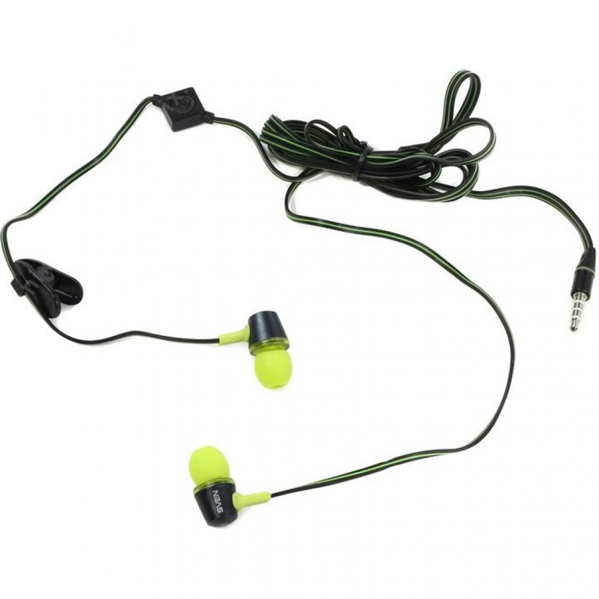 Наушники Sven SEB-190M Black/Green, Mini jack (3.5 мм) 4pin, вакуумные, микрофон на проводе, кабель