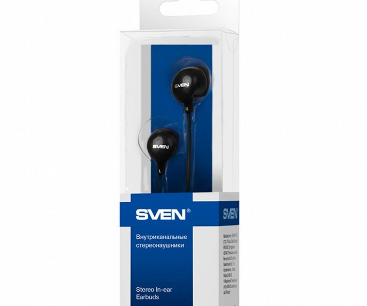 Наушники Sven SEB-101 Black, Mini jack (3.5 мм), вакуумные, кабель 1.2 м