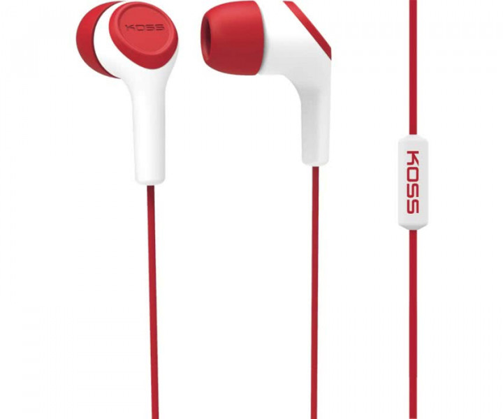 Наушники KOSS KEB15i Red, Mini jack (3.5 мм), вакуумные, микрофон на проводе, кабель 1.2 м