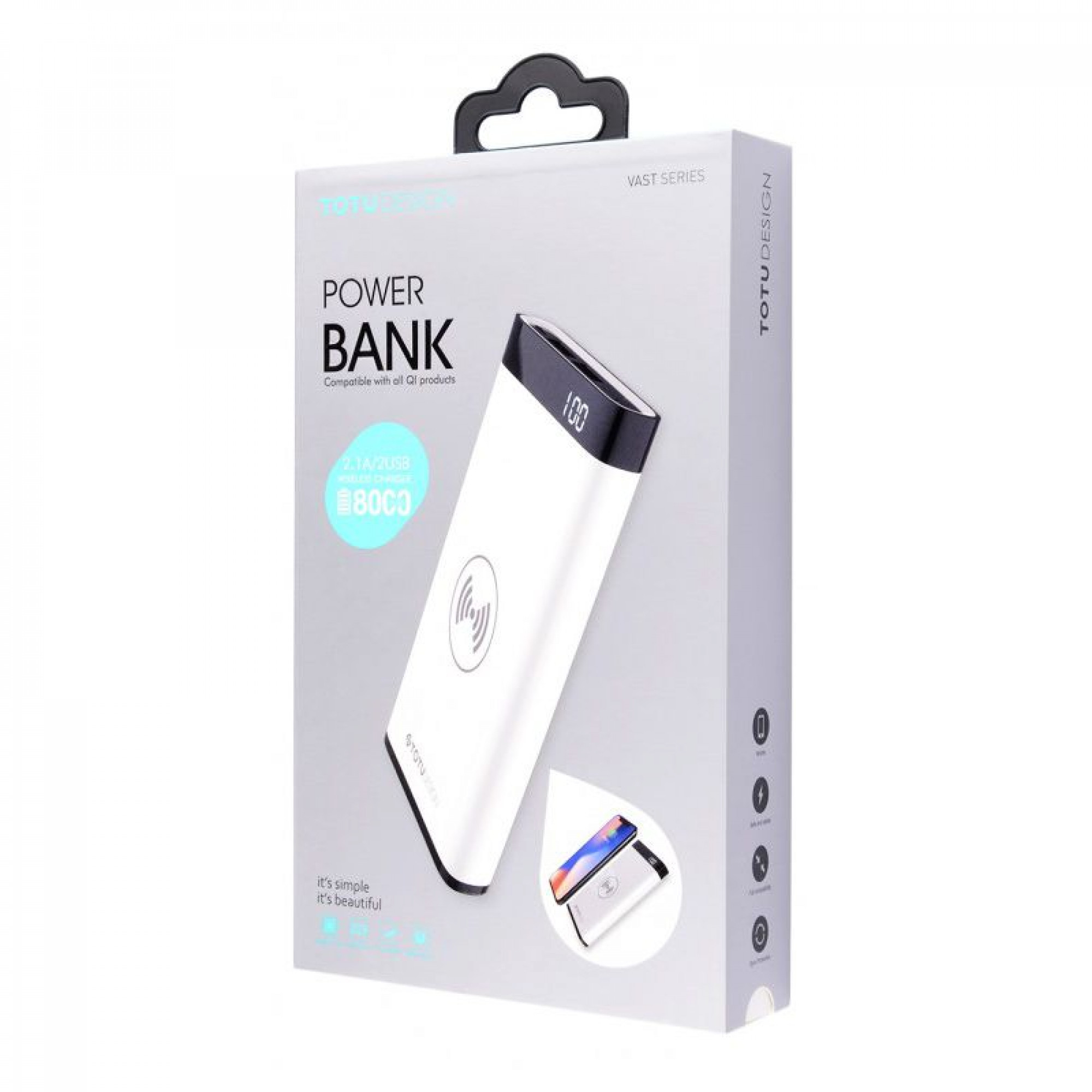 Внешний аккумулятор Totu PB06 Power Bank 8000mAh White