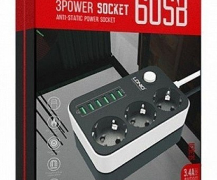 Сетевой фильтр LDNIO 3Power Socket 3.4A 6USB 1.6 metrs (3631)