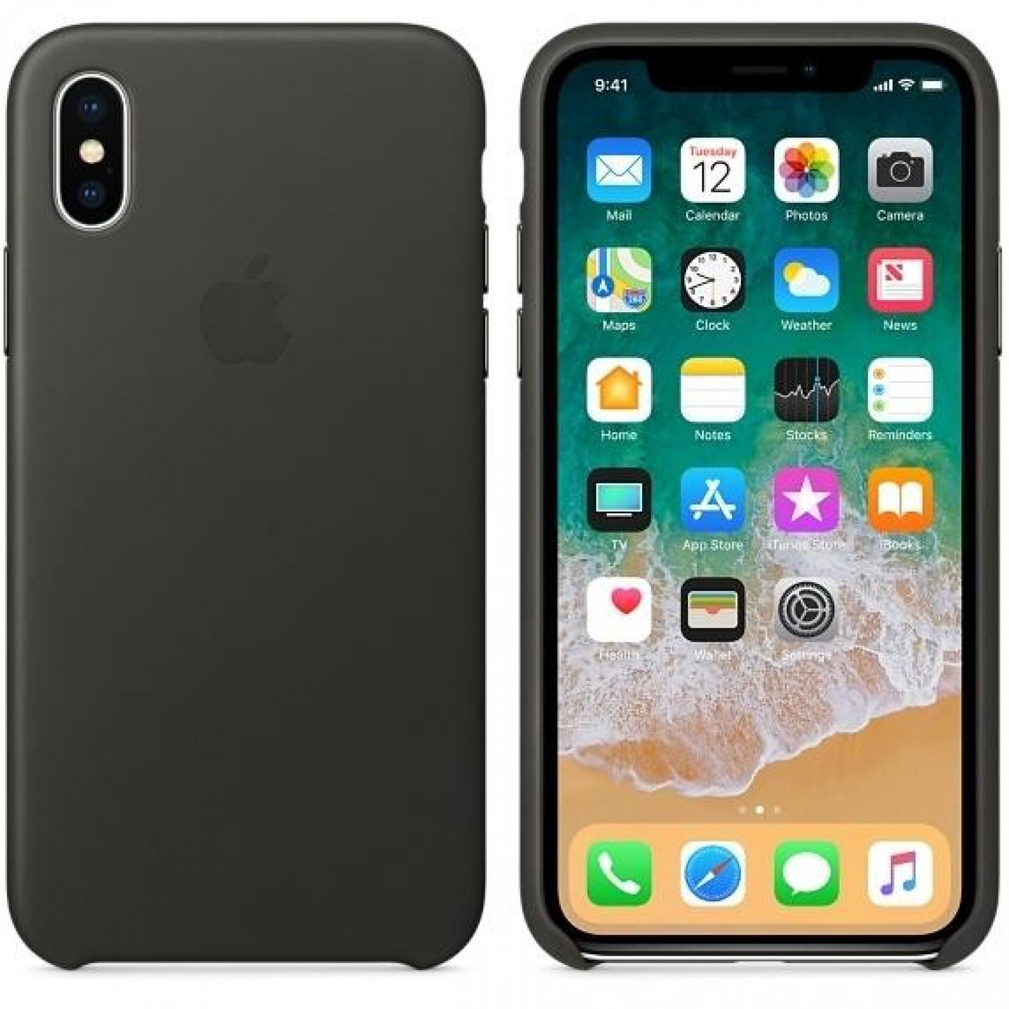 Чохол Apple Leather Case для iPhone X Charcoal Grey (MQTF2)