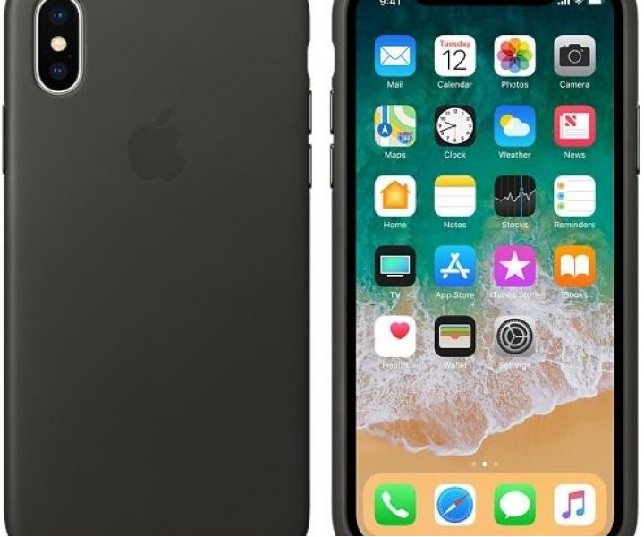 Чохол Apple Leather Case для iPhone X Charcoal Grey (MQTF2)