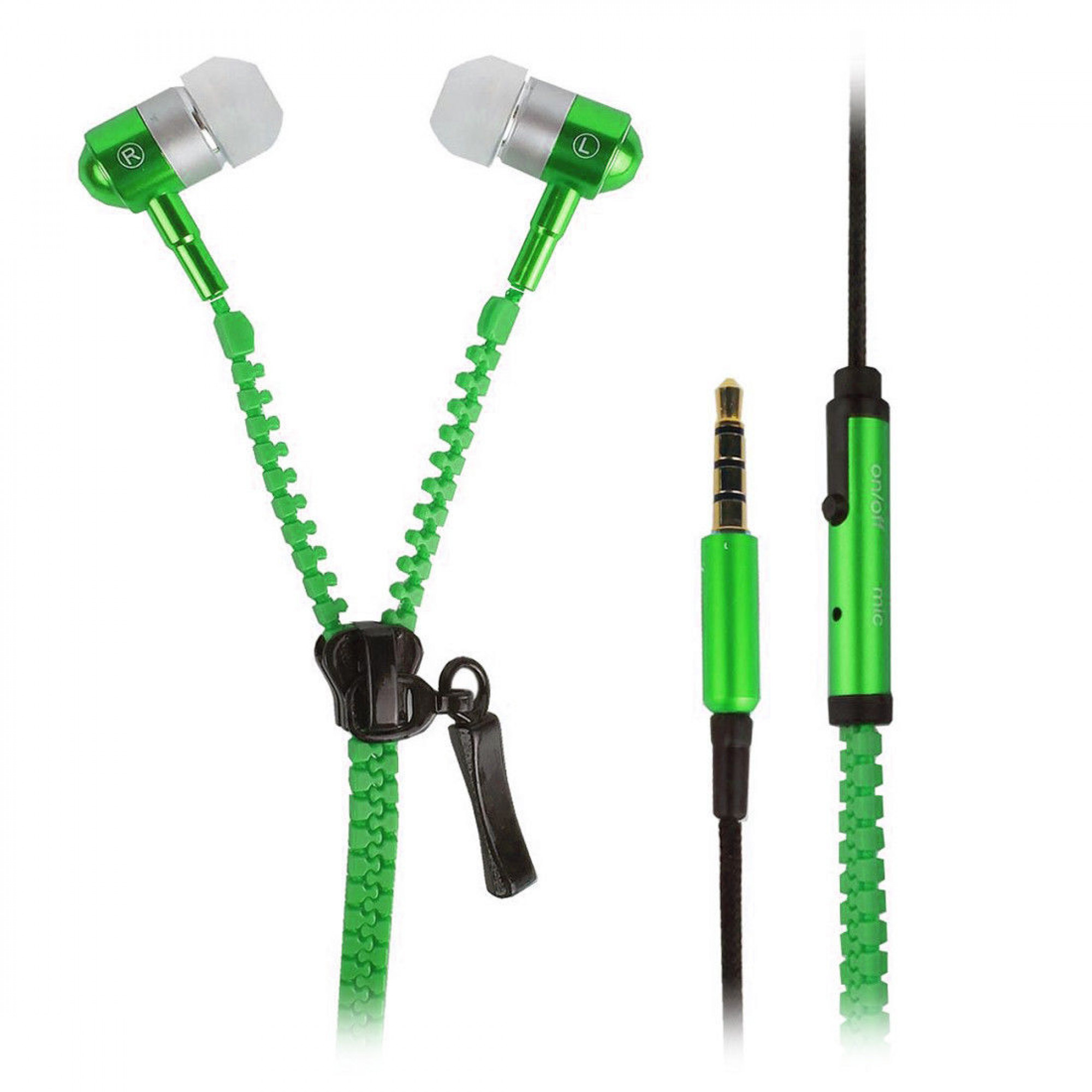 Наушники Zipper Earphones Green