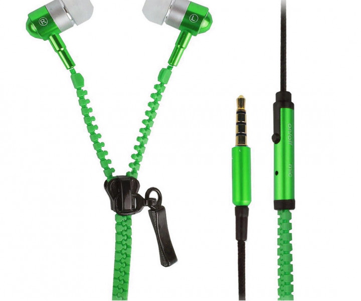 Наушники Zipper Earphones Green