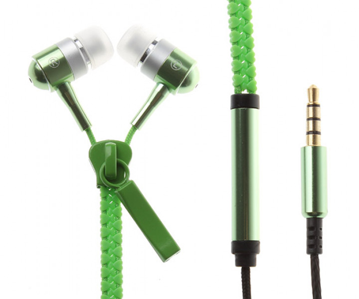 Наушники Zipper Earphones Green