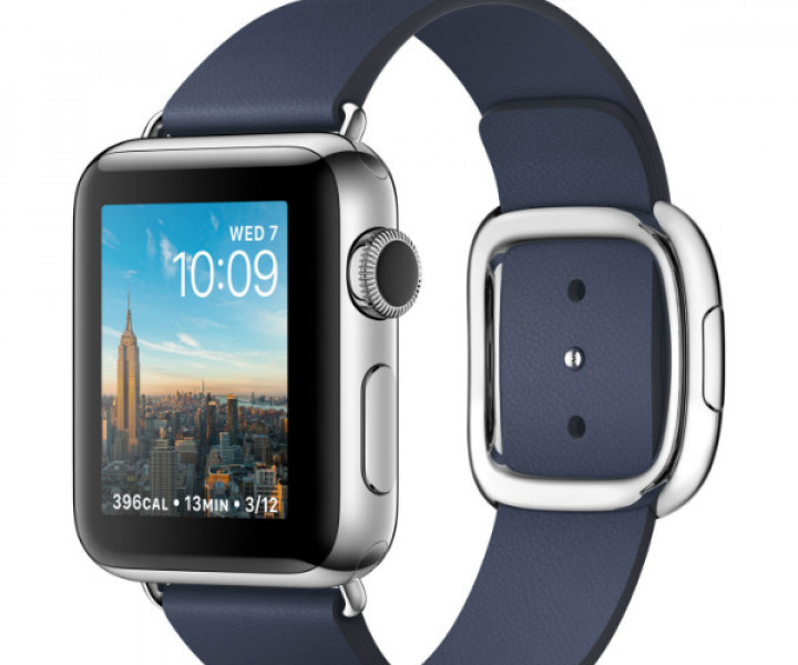Apple Watch Series 2 38mm Stainless Steel Case with Midnight Blue Modern Buckle Small (MNP82)