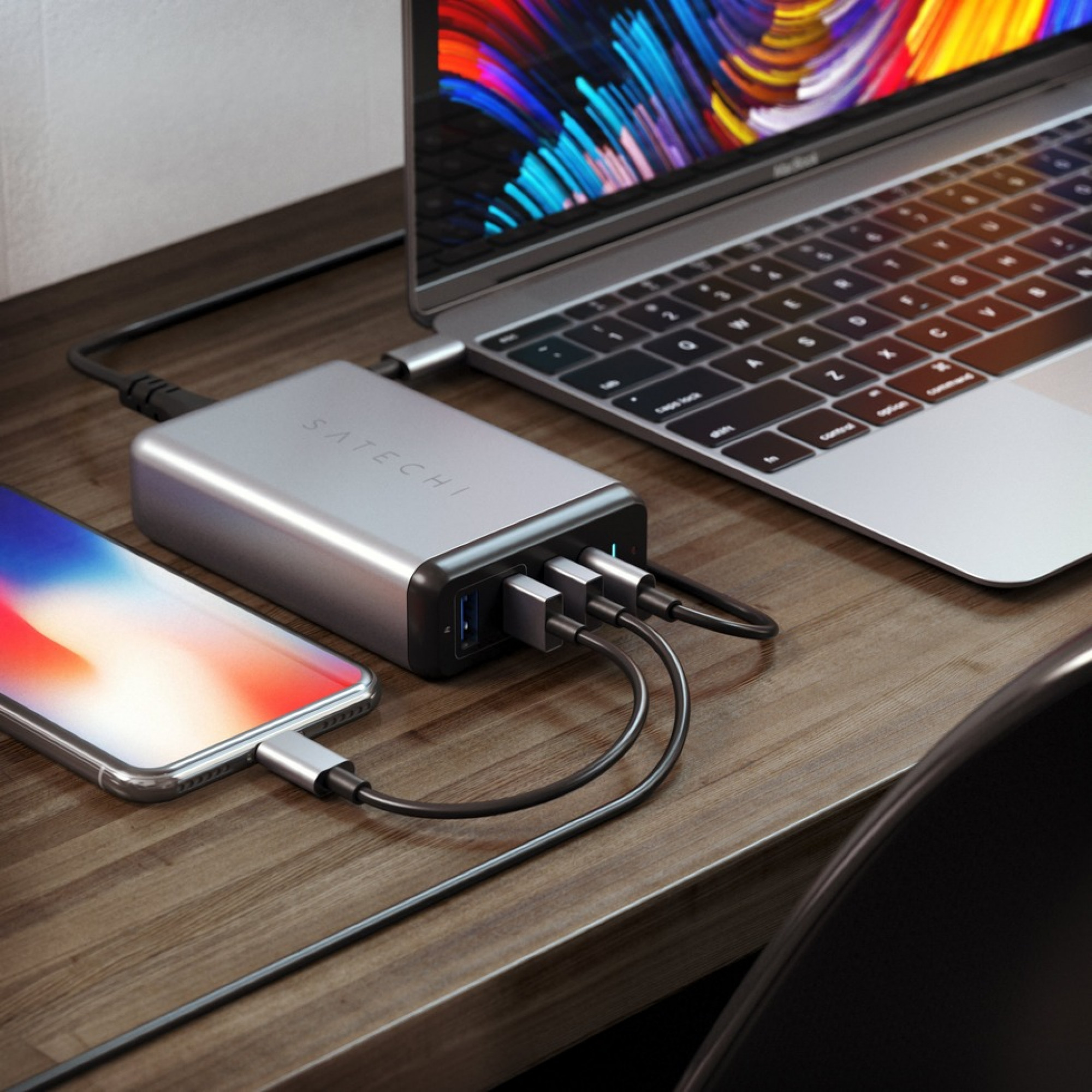 Зарядное Satechi USB-C 75W Travel Charger Space Gray (ST-MCTCAM)