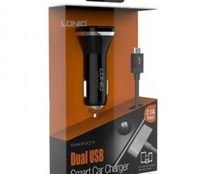 АЗУ Ldnio Dual Car Charger Lightning cable dl-219 Black 