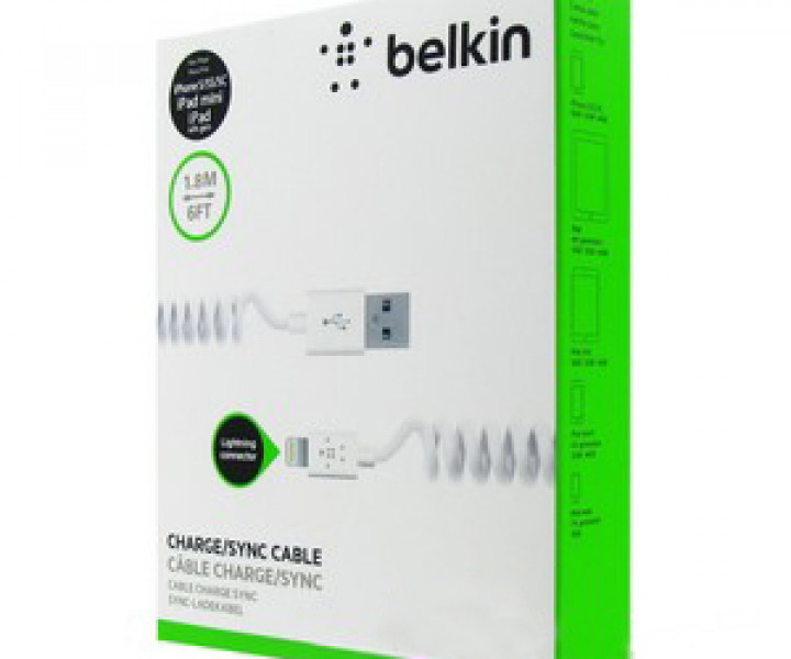 Кабель-пружинка Belkin Sync Cable для iPhone 5 5s 66 Plus 6s6s Plus 77Plus