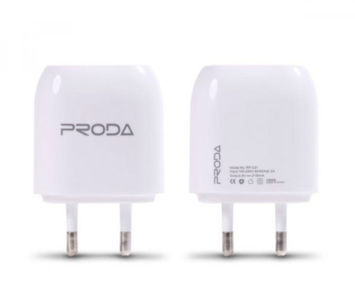 Зарядное устройство Proda RP-U21 2.1A на два USB входа