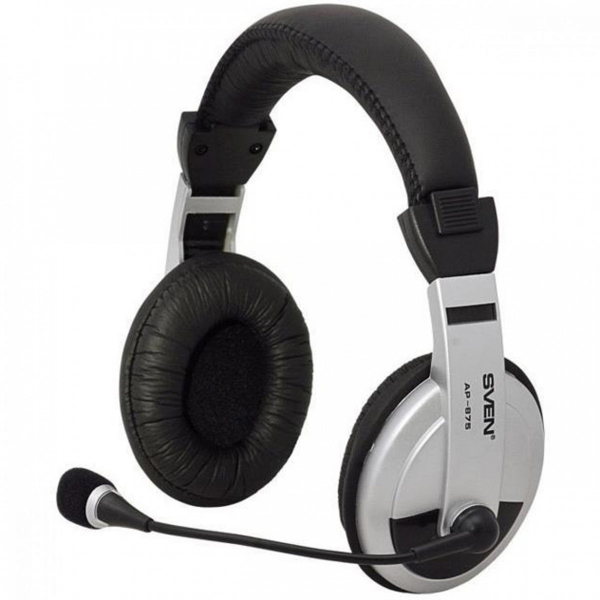 Гарнитура Sven AP-875 Black/Silver, 2 x Mini jack (3.5 мм), накладные, поворотный микрофон, кабель 2