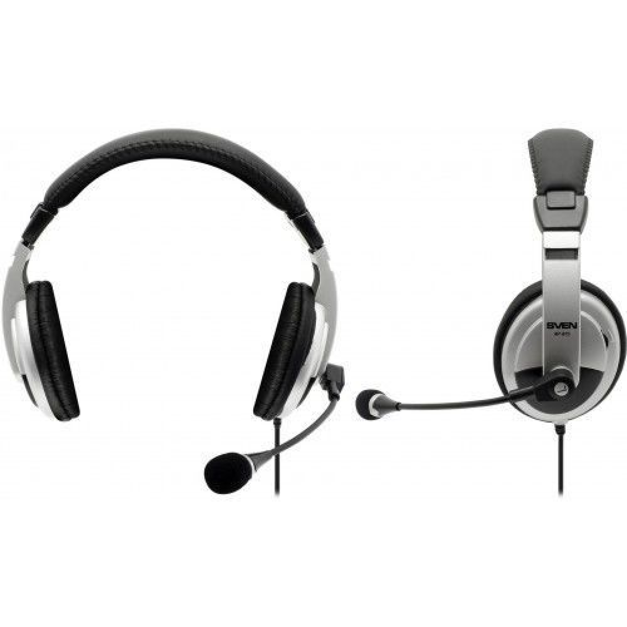 Гарнитура Sven AP-875 Black/Silver, 2 x Mini jack (3.5 мм), накладные, поворотный микрофон, кабель 2