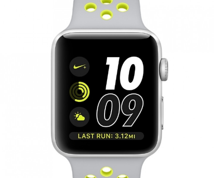 Apple Watch Nike 42mm Silver Aluminum Case with Flat Silver/Volt Nike Sport Band (MNYQ2)
