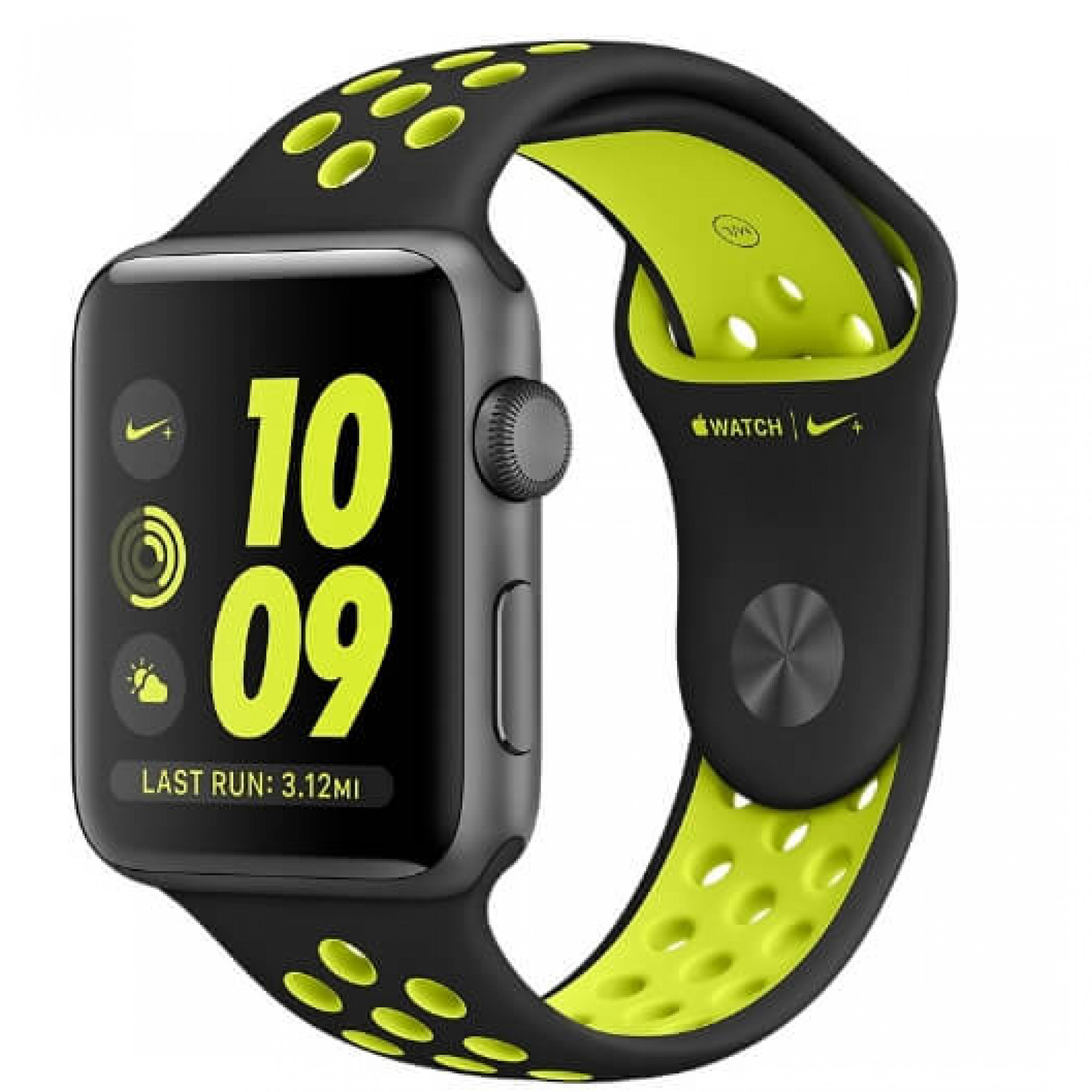 Apple Watch Nike+ 38mm Space Gray Aluminum Case with Black/Volt Nike Sport Band (MP082)