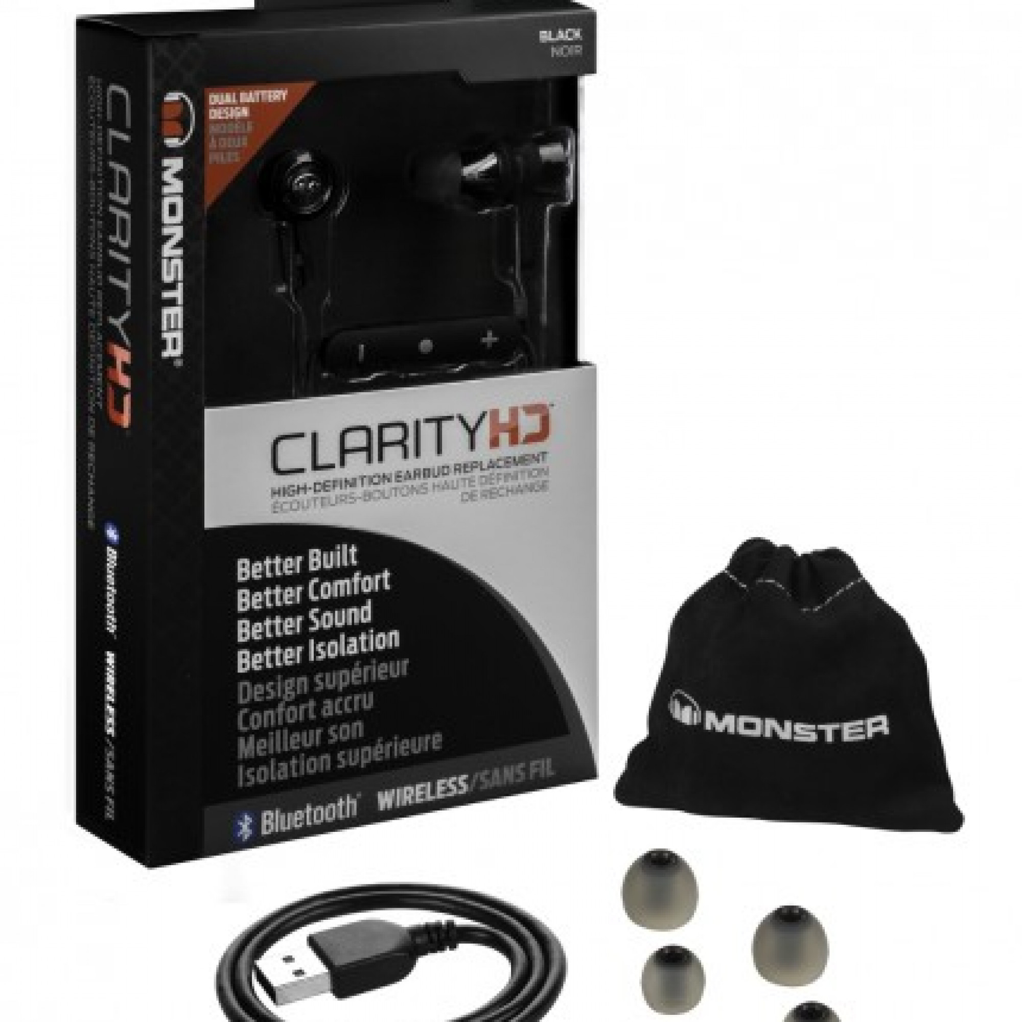 Наушники Monster® Clarity HD™ In-Ear Wireless Bluetooth - Black and Black Platinum