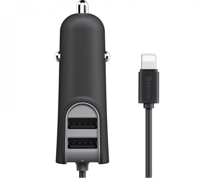 АЗП Baseus Energy Station with Line Multi (2USB + Lighting) Black