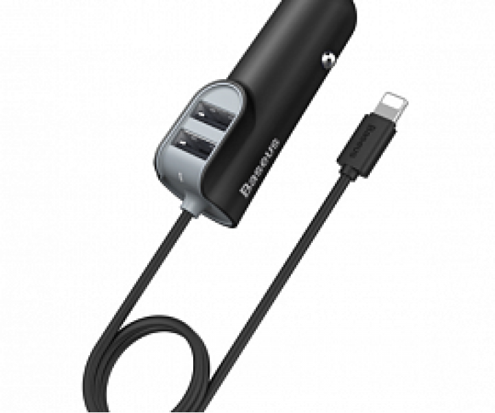 АЗП Baseus Energy Station with Line Multi (2USB + Lighting) Black