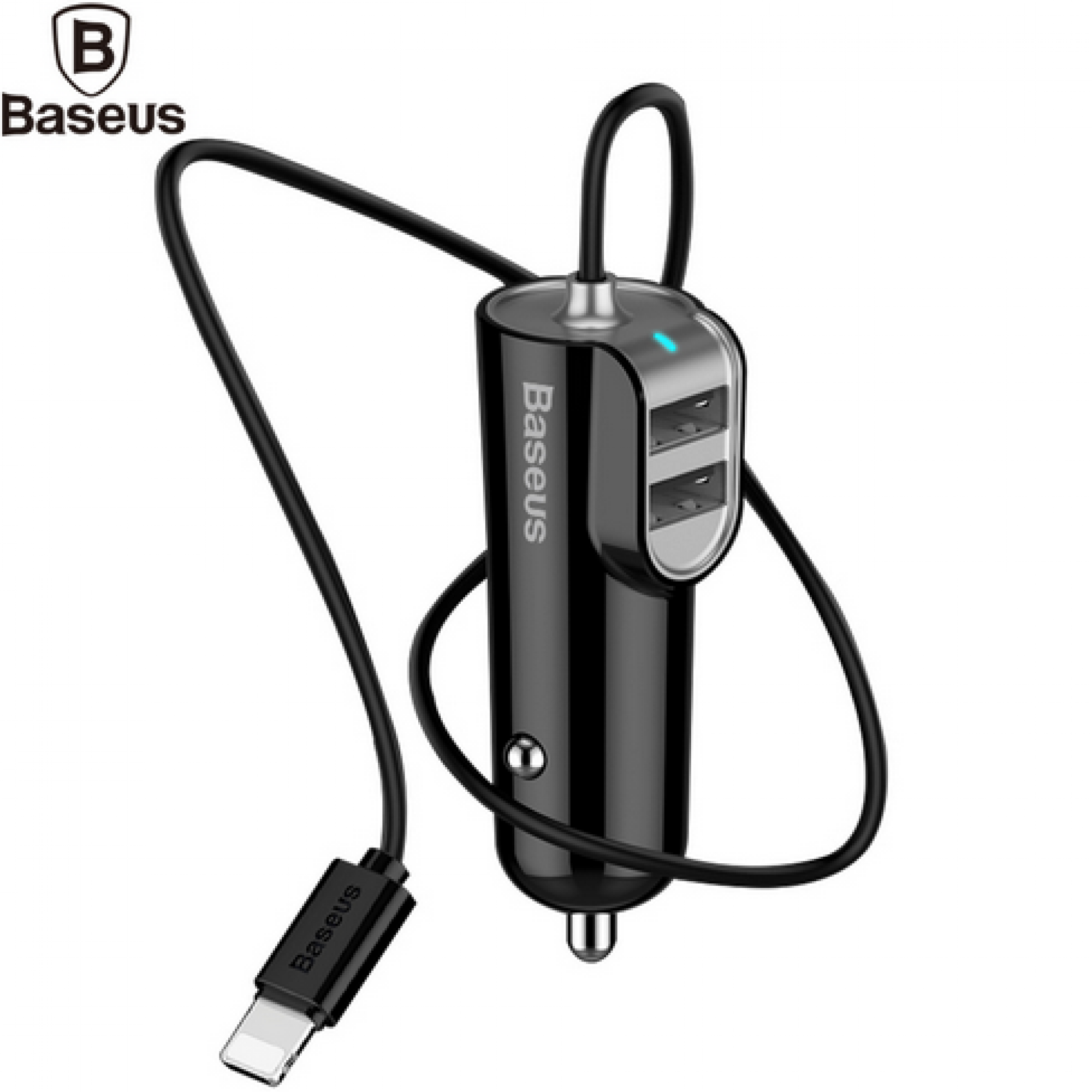 АЗП Baseus Energy Station with Line Multi (2USB + Lighting) Black