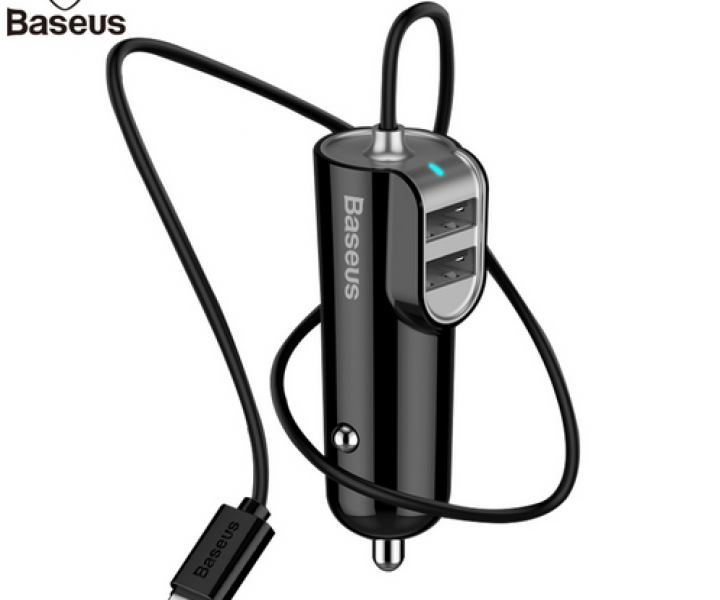 АЗП Baseus Energy Station with Line Multi (2USB + Lighting) Black