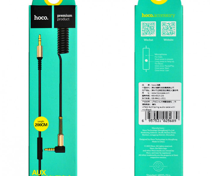 Кабель HOCO UPA2 AUX cable microphone Black