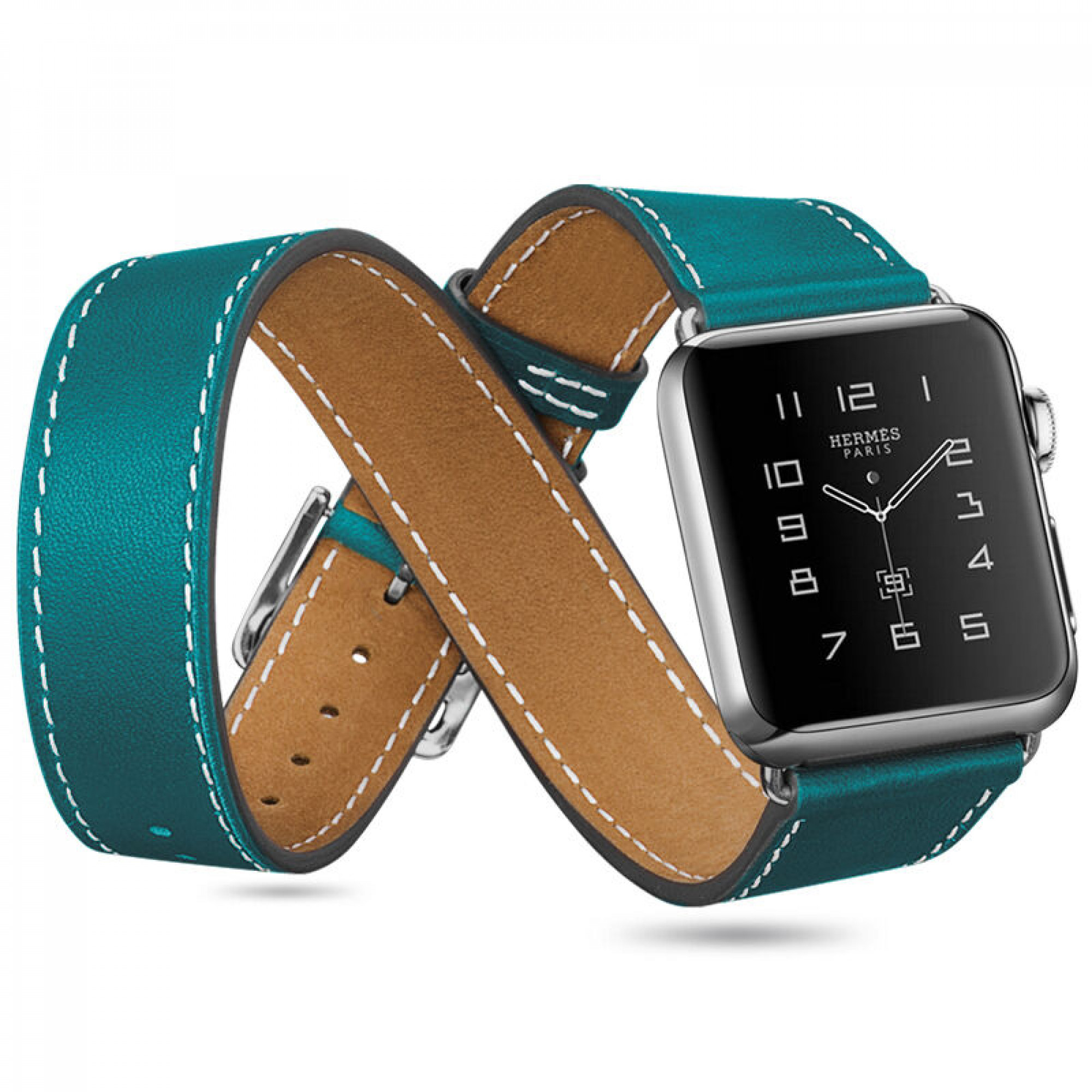 Ремінець Apple Watch 38mm Hermes Double Tour Leather Band Bleu Agate Epsom