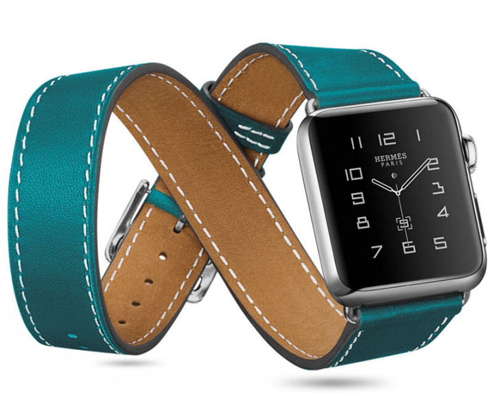 Ремінець Apple Watch 38mm Hermes Double Tour Leather Band Bleu Agate Epsom