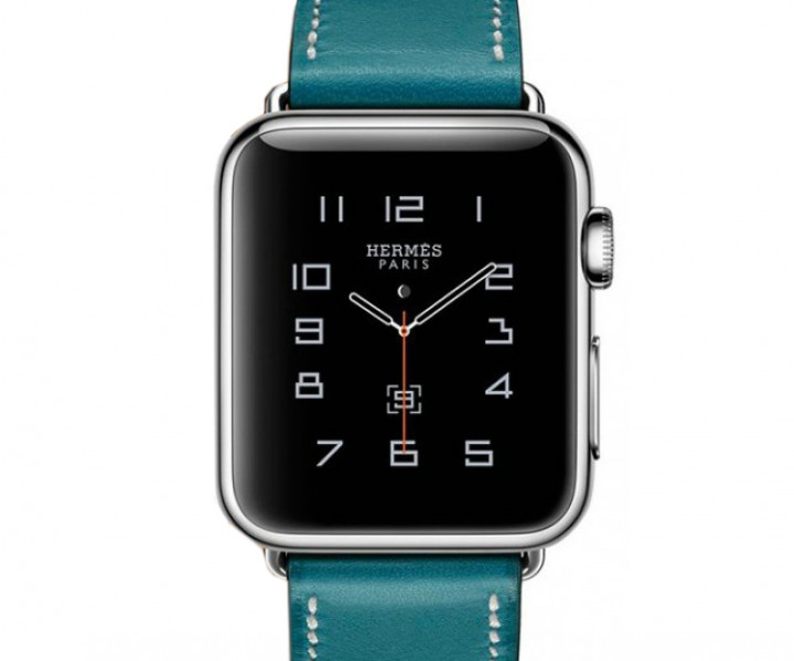 Ремешок Apple Watch 38mm Hermes Single Tour Leather Band Bleu Agate Epsom