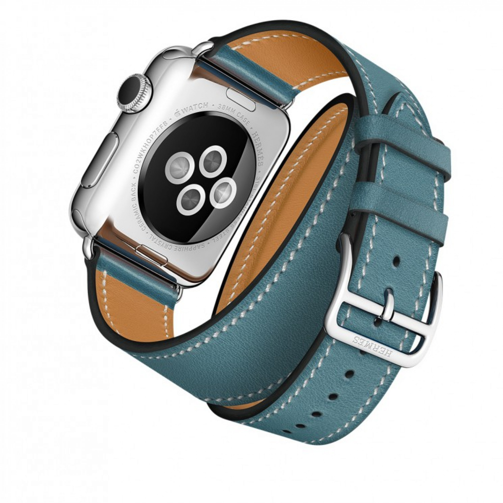 Ремінець Apple Watch 38mm Hermes Double Tour Leather Band Bleu Agate Epsom