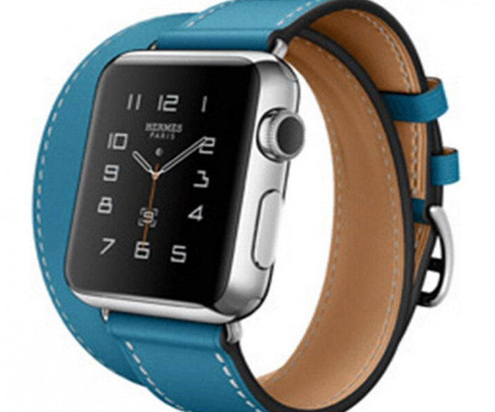 Ремінець Apple Watch 38mm Hermes Double Tour Leather Band Bleu Agate Epsom