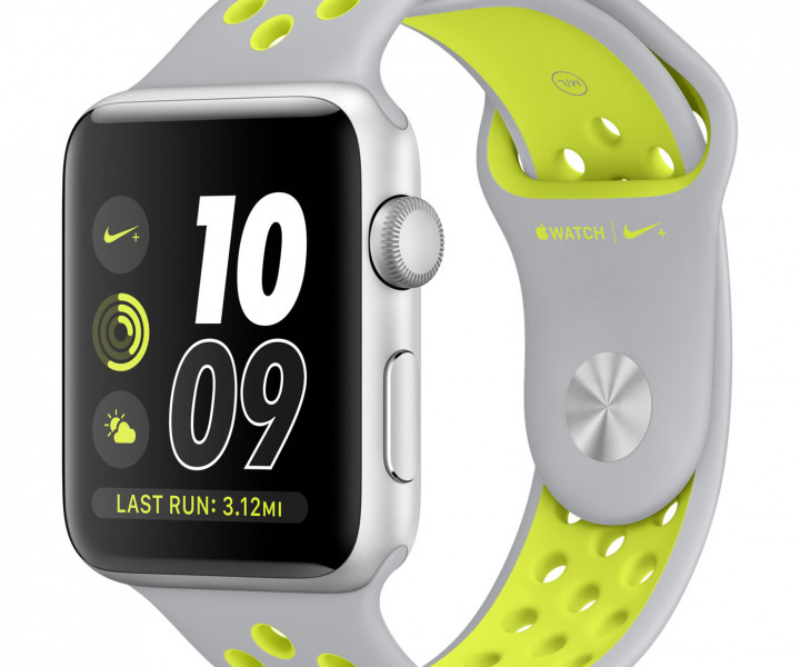Ремешок Silicone with Flat Silver/Volt Nike for Apple Watch 38/42mm