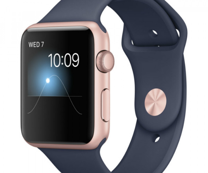 Apple Watch Series 2 42mm Rose Gold Aluminum Case with Midnight Blue Sport Band (MNPL2)