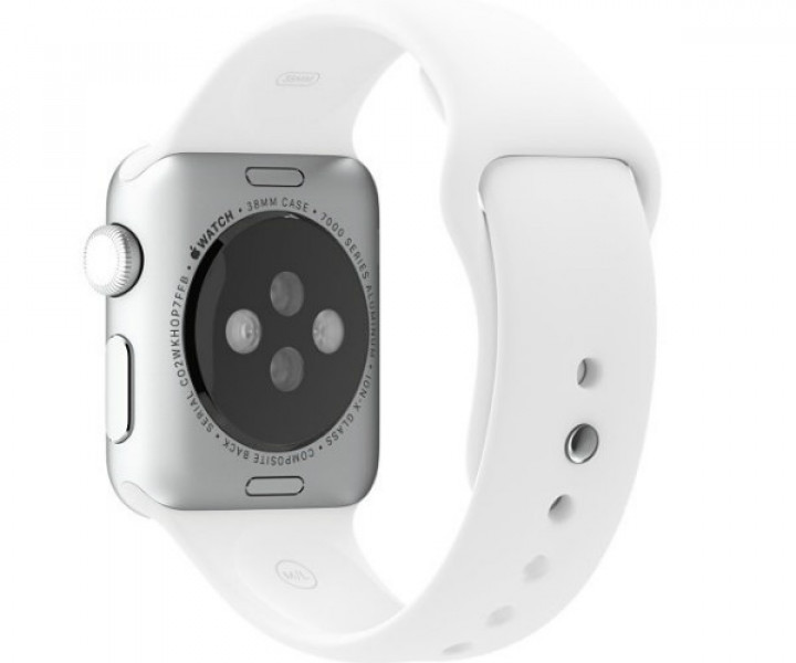 Apple Watch 38mm Stainless Steel with White Sport Band (MJ302)