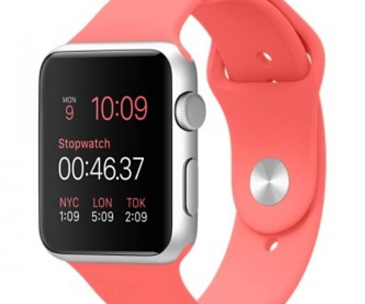 Apple Watch Sport 38mm Silver Aluminum Case with Pink Sport Band (MJ2W2)