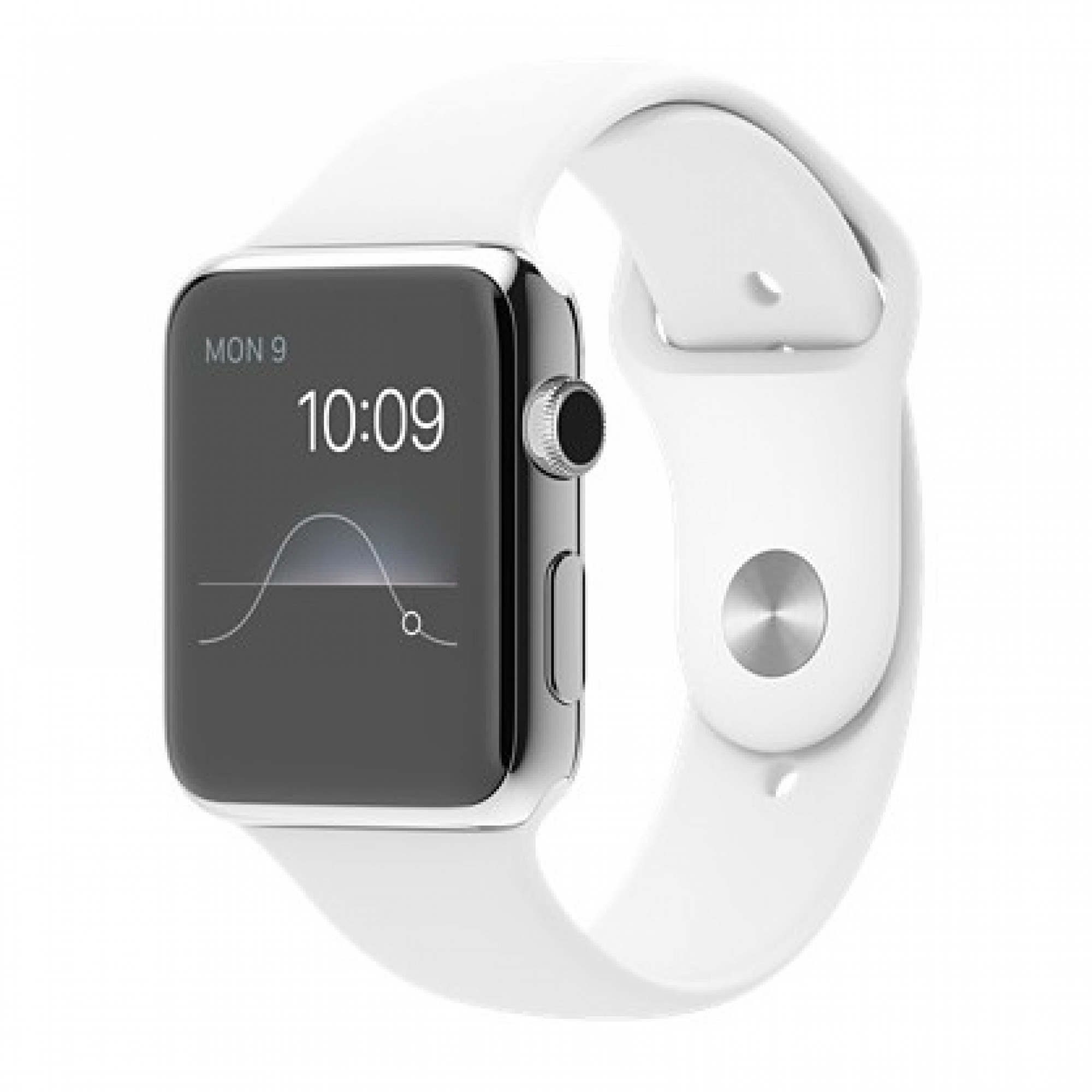 Apple Watch 42mm Stainless Steel Case with White Sport Band (MJ3V2)