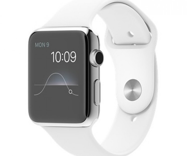 Apple Watch 42mm Stainless Steel Case with White Sport Band (MJ3V2)