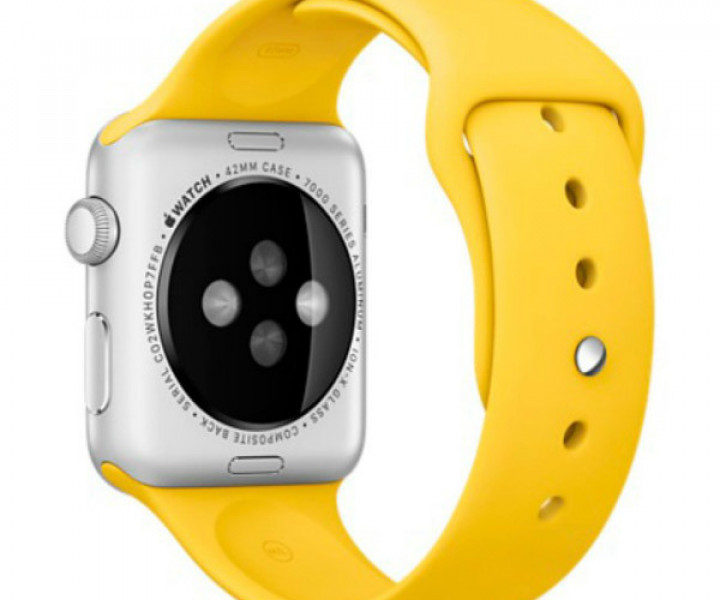 Apple Watch Sport 42mm Silver Aluminum Case with yellow Sport Band (MMFE2)